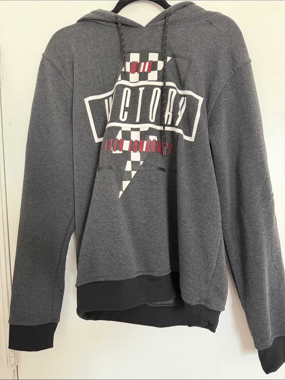 Men's Dark Gray Graphic Pullover Hoodie - Victory Design